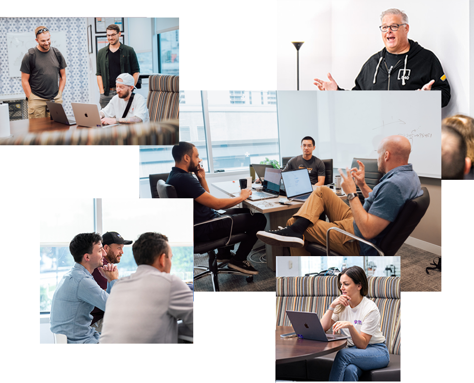 Team working on a laptop